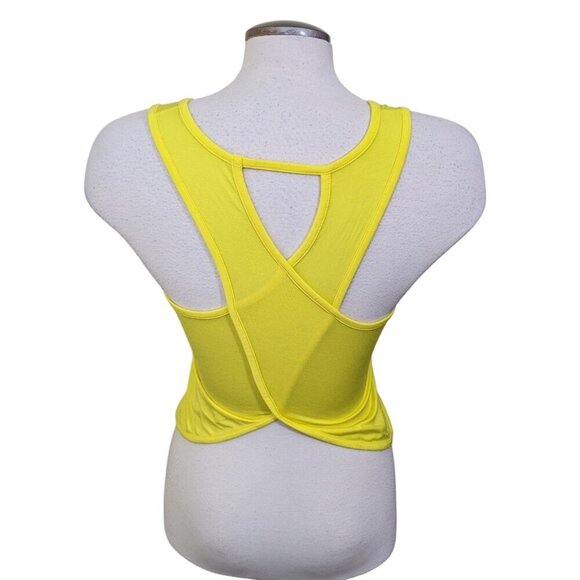 NEW Halara Cut Out Asymmetric Hem Sheer Casual Tank Top Yellow Womens Small - Picture 5 of 9